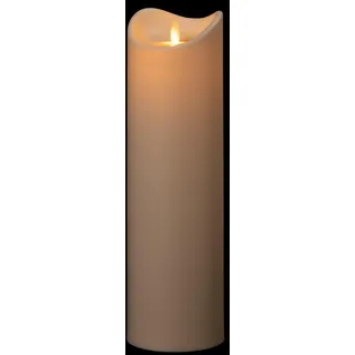 In- & Outdoor LED Kerze mit flackernder Docht-Flamme, Ø 8,9 x 15,3 bis 30 cm, flammenlose Kerzen | Timer, mit beweglicher Flamme, warm-weiß beleuchtet, bis zu 800 Std., creme (ca. Ø 8,9 cm x 30,5 cm)