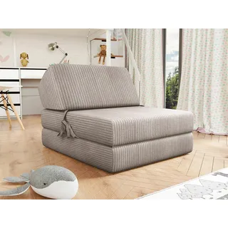 MIRJAN24 Schlafsofa Kevin Cord, mit Schlaffunktion, Bettsessel, Klappmatratze, Faltmatratze beige