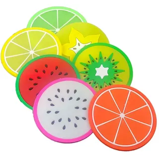 Runde brillante Obstscheiben-Getränkeuntersetzer, Silikon-Untersetzer, Geschirr, Tischset, Tassenmatte, Pad, 2 Stück, professionell und professionell