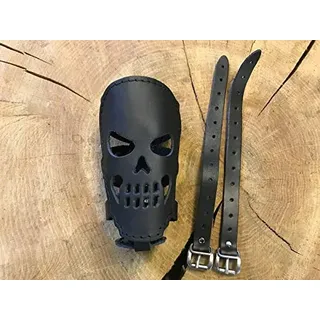 ORLETANOS Skull Flaschenhalter kompatibel mit Harley Davidson Dosenhalter Getränkehalter Hot Rod V8 Beachcruiser Trike Quad Fahrrad Moped Motorrad Leder Chopper Heritage Slim schwarz Totenkopf