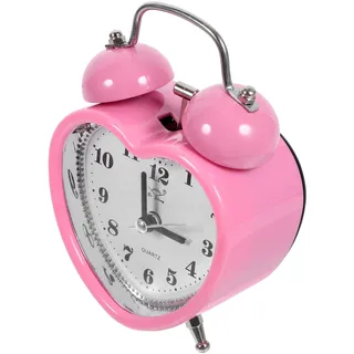 Herzförmiger Doppelglockenwecker Lautlos mit Nachtlicht für Mädchenzimmer | Rosa Pvc Ausführung, Lesbar bei Nacht, für Schwerhörige, Kinderzimmer, Dekorative Herzform