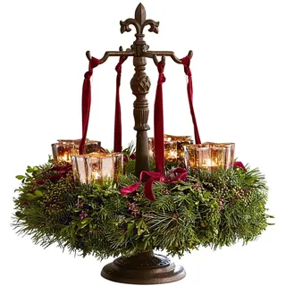 Loberon Kranzständer Antwan - Weihnachtsdeko Halterung Adventskranz - Aus Massivem Gusseisen - Abnehmbare Spitze - 53 cm, antikbraun