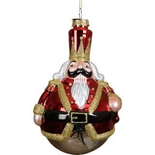 Christbaumschmuck Glas 15cm Nussknacker Figur Rot / Gold - Rot
