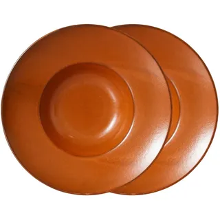 HKliving - Chef Ceramics Pasta Teller, Ø 28 cm, burned orange (2er-Set)