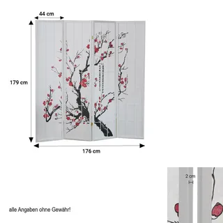 Homestyle4u Paravent in Weiß 176x175 cm 277