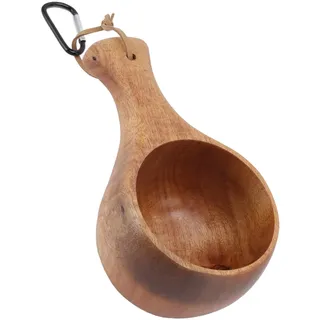 Kuksa Holzbecher, Campingbecher im nordischen Stil, handgefertigt, natürlicher, tragbarer Holzbecher, Trinkbecher für Kaffee, Tee und Milch
