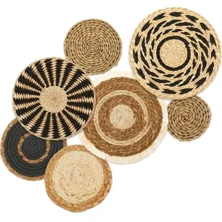 Set Aus 7 Handgewebten Wandkörben Im Bohème-stil, Wanddekorationen Aus Geflochtenem Rattan
