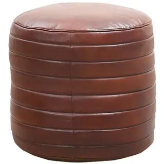 Marrakesch Orient & Mediterran Interior Pouf Vintage Pouf Sitzkissen aus Leder Janeiro rund, Handarbeit
