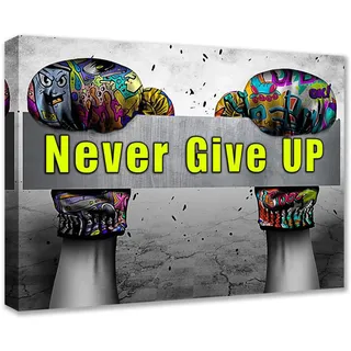 Banksy Street Art Graffiti Hand Handschuhe Bilder Never Give Up Zitate Gemälde Kunstwerk für Wohnzimmer Geschenk 1 Stück Leinwand Wandkunst Nordische Wohnkultur fertig zum Aufhängen Poster und Drucke