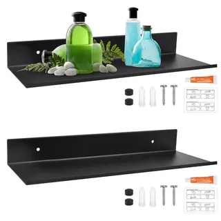 2 Stück Wandregale in Weiß, jeweils 30 cm breit, 12 cm tief und 4 cm hoch - Weiß