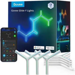 Govee Glide Y Lights, RGBIC LED Gaming Lights, 7er Pack | Smart Home DIY Kreative Deko Lights mit Musik Sync & 40+ Szenenmodi, Wi-Fi Wandleuchten für Wohnen, Schlafzimmer
