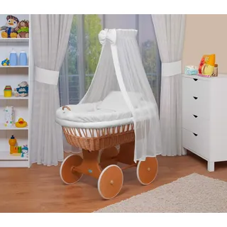 Waldin Stubenwagen-Set mit Ausstattung,XXL,Bollerwagen,komplett,18 Modelle wählbar,Gestell/Räder lackiert,Stoffe weiß