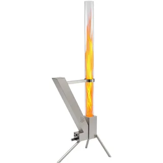 Youyijia Feuerrohr Edelstahl, Feuersäule Outdoor, Feuerrohr Pelletfackel, Dekorativer Terrassenofen – Raketenofen für Camping, Garten, Terrasse (Silber)