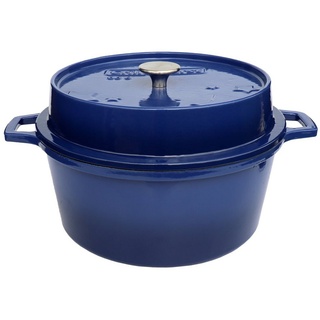 Grillfürst Bratentopf Grillfürst emaillierter Dutch Oven ohne Füsse DO6 - blau