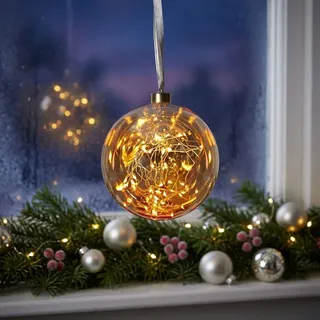 LED Fensterdekoration Weihnachtsbeleuchtung Schalter Kugelleuchte Glas D 15 cm
