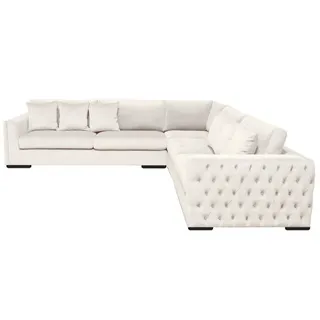 Ecksofa Creme Eckgarnitur Polster Samt Stoff Möbel Design Wohnlandschaft Couch