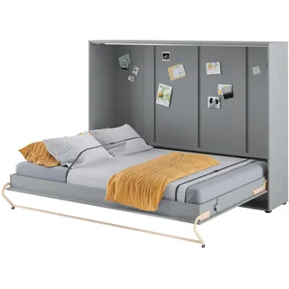 Homlando Lenart Schrankbett - Wandbett Concept Pro CP04 140x200 cm - Schrankklappbett Horizontal - Schrank mit integriertem Klappbett - Funktionsbett (Grau Matt)
