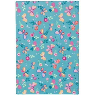 Snapstyle Schmetterling Kinderteppich 100 x 100 cm Türkis