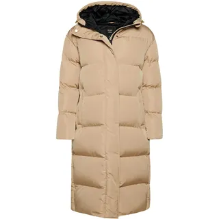 Superdry Damen Lang geschnittener Steppmantel mit Kapuze Shaker Beige 40 - 40