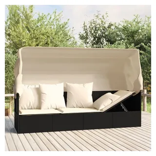 vidaXL Outdoor-Loungebett mit Dach und Kissen schwarz