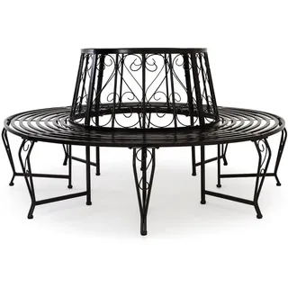 CASARIA® Gartenbank Outdoor Rund, 360°, wetterfest, Metall | 160° Durchmesser, Pulverbeschichtet, 320kg belastbarkeit, Rundbank, Parkbank für Bäume, Garten, Baum, Vintage-Stil, schwarz