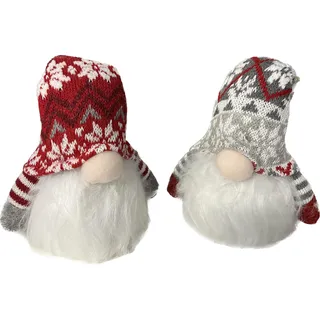 Brandsseller Weihnachtswichtel 17 cm mit LED – Skandinavische Figuren, detailreiche GNOME als dekorative Winterdeko für Tisch, Fenster & Wohnzimmer, Paar