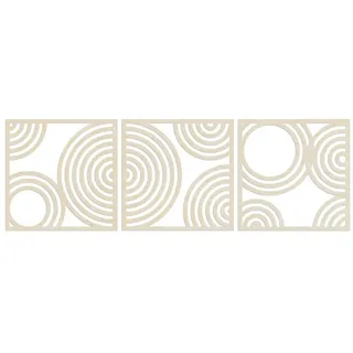 WANDStyle Wanddekoobjekt "Kreise" aus Holz (3 St), Pappel beige 171 cm x 55 cm x 0.4 cm