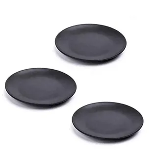 3 x schwarze 15,2 cm Melamin-Ware, Speiseteller, Geschirr, bruchsicher | Mengbaobao Serviergeschirr, Teller für Abendessen, Picknick, Grillen, Restaurant, Picknick, Camping
