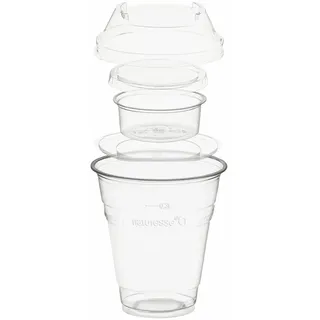 VEPATIM 100 Trinkbecher 300ml+Domdeckel+Einsatzbecher stapelbar aus PLA