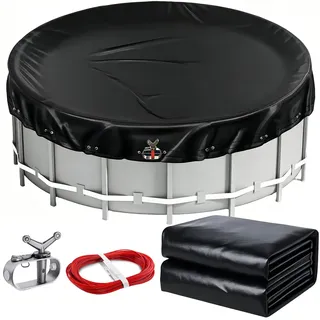 Pool Winterabdeckung für Pools Ø 460-500 cm, poolabdeckung Winter aus 200g/m2 PE Material, poolabdeckung rund für Sommer & Winter, Ø 560 cm Pool Abdeckplane