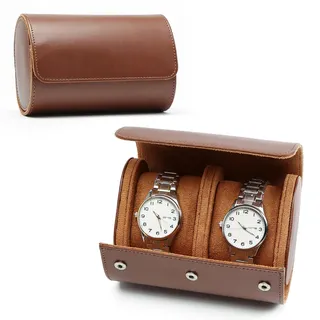 HNCY Uhrenrolle 2 Uhren, Vintage Uhrenbox Herren, Luxus PU Leder Uhrenetui | Tragbare Uhrenrolle Reise, Aufbewahrungsbox Uhrenbox für Reisen, Geburtstage, Jubiläen Geschenk