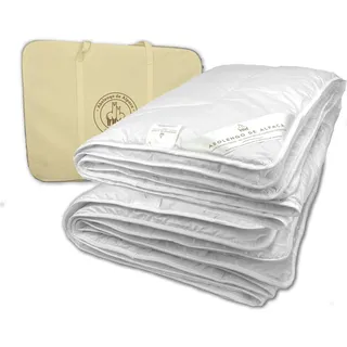 Abolengo de Alpaca Alpaka Bettdecke 4 Jahreszeiten, Premium Line, Füllung aus 100% Baby Alpaka (135x200cm) 2 Decken zum zusammenknüpfen 1x Sommer und 1x Gzj, Bezugsstoff: 200er Baumwollbatist