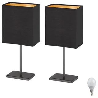 Lichthandel Hoch LED Tischleuchte Nachttischlampe 2er Set Nachttischleuchte für Schlafzimmer Tischlampe, LED wechselbar, warmweiß, LED schwarz