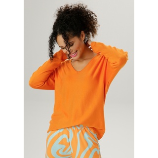 V-Ausschnitt-Pullover ANISTON SELECTED Gr. 38, orange Damen Pullover Feinstrickpullover