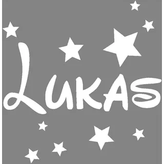 timalo® Wandtattoo mit Namen für Kinder – inkl. Sterne – personalisierbar für Jungen und Mädchen | 73077b-weiss-58cm-30sterne