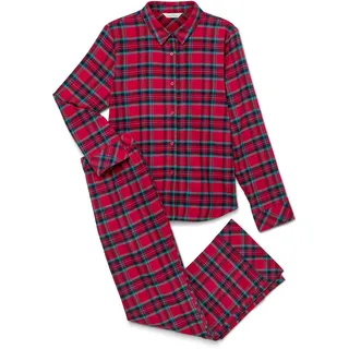 Tchibo - Flanell-Pyjama-Set - Damen - Gr. 38 - rot/kariert
