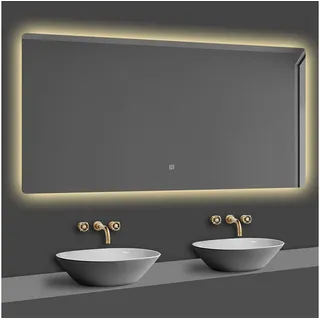 duschspa Badspiegel Spiegel mit LED Beleuchtung dimmbar 40-120cm, Touch oder Wandschalter Rechteckig | 120 cm x 80 cm