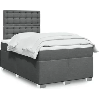vidaXL Boxspringbett 120 x 190 cm Dunkelgrau