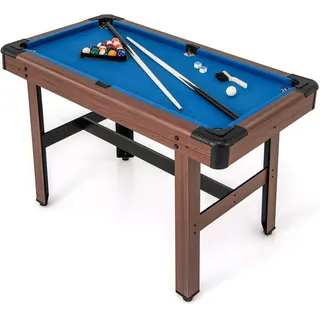 Costway Billardtisch aus Holz, mit 2 Queues, 2 Kreiden, Dreieck & Bürste, 122x61x76 cm