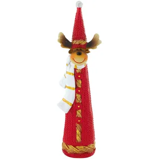 EGLO Weihnachtsdeko Rentier Dekofigur Weihnachten Rentier Advent Figur, rot weiß gold braun, Kunststoff, Bxh 3,5x18 cm