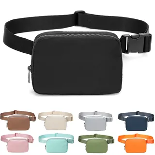 Bauchtasche Gürteltasche Hüfttasche Crossbody Tasche Bauchtasche für Laufen, Wandern, Reisen, Workout, Verstellbarer Riemen für Damen, schwarz