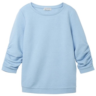TOM TAILOR DENIM Damen Strukturiertes Sweatshirt, blau, Uni, Gr. S