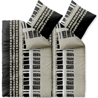 CelinaTex Style Bettwäsche 135 x 200 cm 4teilig Mikrofaser Fleece Bettbezug Daniela Streifen schwarz beige weiß