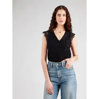 Pieces PCOLLINE SL Lace V-Neck Top Schwarz S