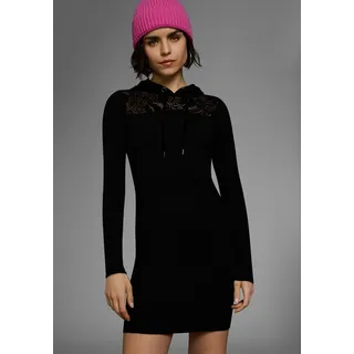 Strickkleid MELROSE, Damen, Gr. 36, N-Gr, schwarz, Feinstrick, Spitze, Obermaterial: 50% Viskose, 26% Polyamid, 24% Polyester. Spitze: 90% Polyamid, 10% Elasthan, feminin, sehr figurbetont mini, Langarm Rippstrickbündchen, Kleider, für festliche Anlässe und besondere Events, kurzes Kleid