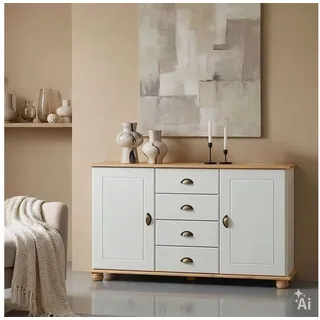 IDIMEX Kommode COLMAR, Sideboard Flur Kommode Sideboard Anrichte Landhausstil Kiefer massiv braun|weiß