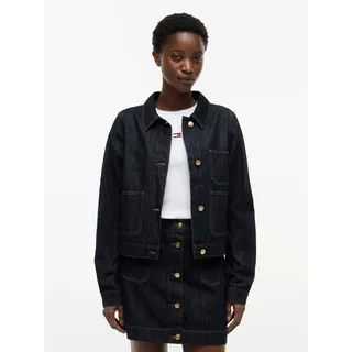 Jeansjacke TOMMY HILFIGER "LADY JACKET RINSE", Damen, Gr. L (42/44), rinse, Denim/Jeans, Obermaterial: 100% Baumwolle, unifarben, regular fit taillenbedeckt, Rundhals, eingesetzt angesetztes Bündchen, Jacken Jeansjacke, mit praktischen Taschen, aus Baumwolle