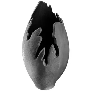 Dekovase Vulkano Flame, Anthrazit, Metall, 39 cm, stehend, Dekoration, Skulpturen & Dekoobjekte, Dekoobjekte