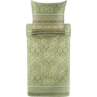 Bassetti Hanbury Bettwäsche + 2 Kissenhüllen aus 100% Baumwollsatin in der Farbe Moosgrün V1, Maße: 200x200 + 2 K 80x80 cm - 9329941