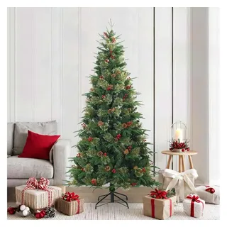 vidaXL Künstlicher klappbarer Weihnachtsbaum Grün 210 cm